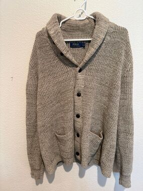 Polo by Ralph Lauren Men's Shawl Collar Cardigan in Heather Gray